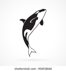 emblema del emblema de la bandera de la caza de orcas emblema vectorial sobre fondo blanco