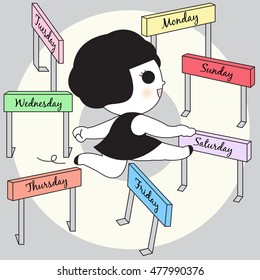 Jumping Over Friday Let The Weekend Begin Character illustration