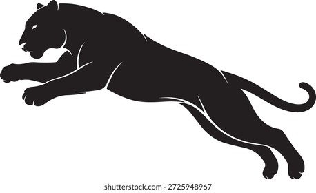Vetor de Silhueta de Pantera Saltitante - Ícone de Logotipo de Gato Selvagem Preto
