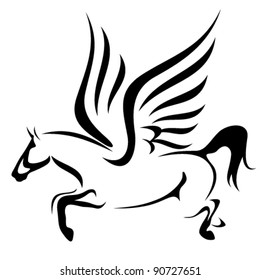 jumping pegasus vector illustration - symbol of inspiration