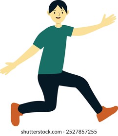 Jumping People Cartoon Character. Flat Vector Illustration