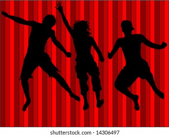 Jumping people - colour illustration