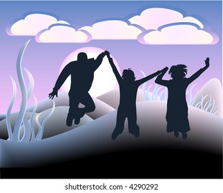 Jumping People - Illustration - Vectors