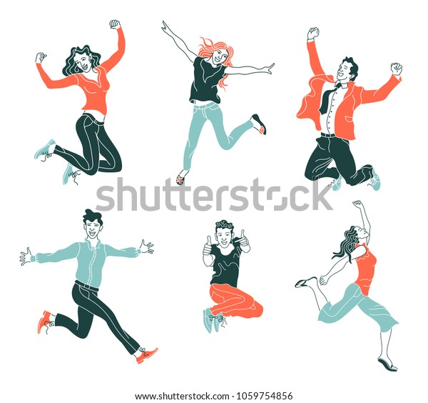 Jumping People Isolated On White Backgroundvarious Stock Vector Royalty Free