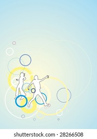 Jumping people on circle background