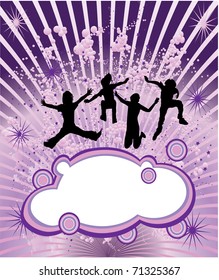 jumping people on purple background