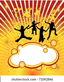 jumping people on yellow background