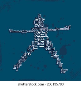 Jumping people silhouette made with words - vector illustration