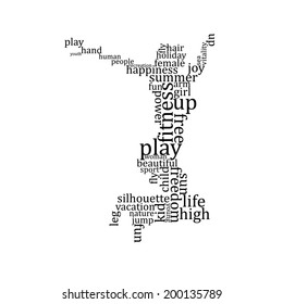 Jumping people silhouette made with words - vector illustration