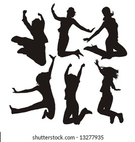 jumping people silhouettes