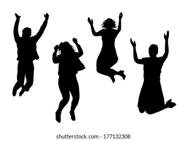 Jumping People Silhouettes Stock Vector (Royalty Free) 177132308 ...