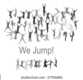 Jumping people silhouettes