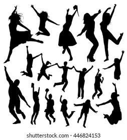 Jumping people silhouettes