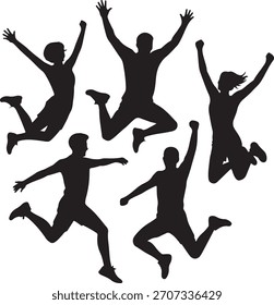 Jumping people silhouettes vector illustration download now