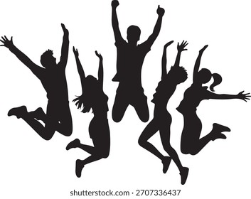 Jumping people silhouettes vector illustration download now