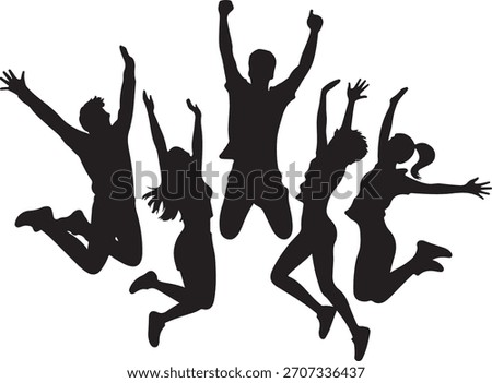 Jumping people silhouettes vector illustration download now