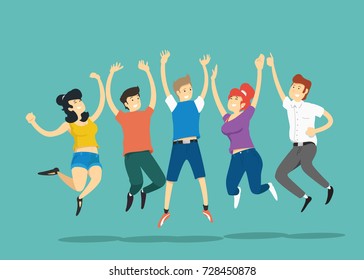 Jumping people. Vector illustration.