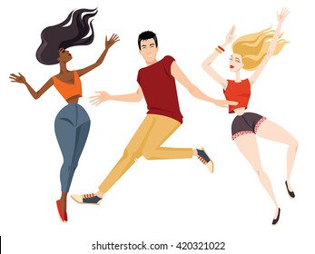 Jumping people. Vector illustration in cartoon style.
