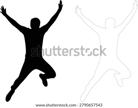 Jumping person silhouette icon set happy man editable EPS10 vector illustration
