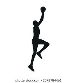 Jumping  players playing basketball forward stock image photo vector art silhouette template background