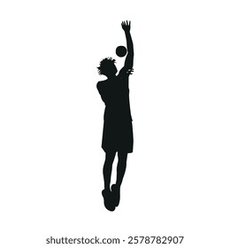 Jumping players playing forward stock image photo vector art silhouette template background