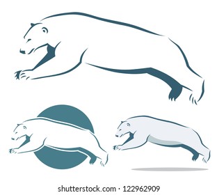 Jumping polar bear - vector illustration