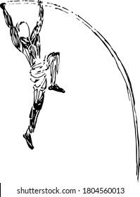 Jumping with pole. Isolated ilustration of vault