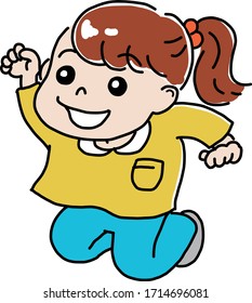 jumping ponytail girl kid rockpaperscissors