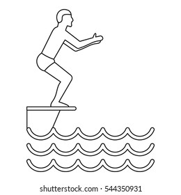 Jumping in a pool icon. Outline illustration of jumping in a pool vector icon for web