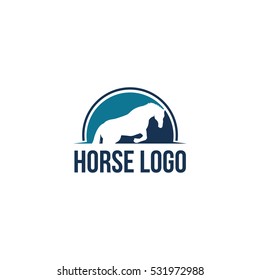 Jumping Prancing Horse Silhouette Logo Template