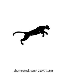 jumping puma, tiger, jaguar, lion logo design silhouette vector illustration