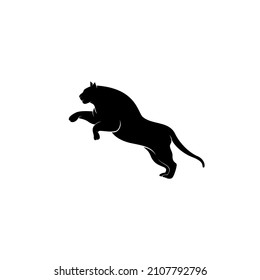 jumping puma, tiger, jaguar, lion logo design silhouette vector illustration