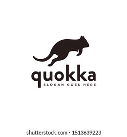 Jumping Quokka logo vector template on white background