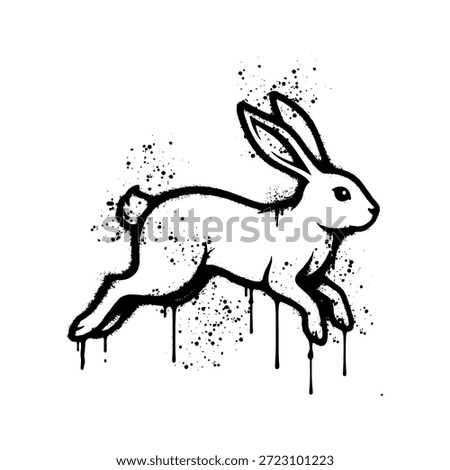 Jumping rabbit animal silhouette spray paint stencil graffiti street art