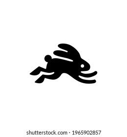 jumping rabbit hare bunny logo vector icon illustration