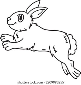 Jumping Rabbit Isolated Coloring Page For Kids