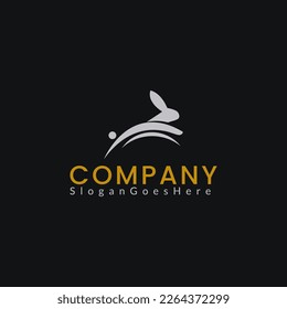 Jumping rabbit logo graphic design vector illustration