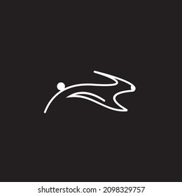 Jumping Rabbit Logo Line Drawing, Vector, Rabbit, Rabbit PNG And Vector With Black Background