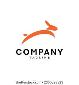 Jumping rabbit logo template illustration vector graphic