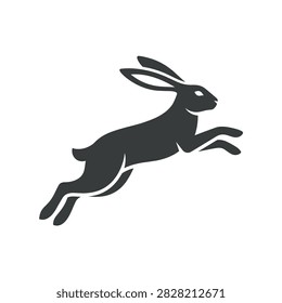 Jumping rabbit silhouette vector icon