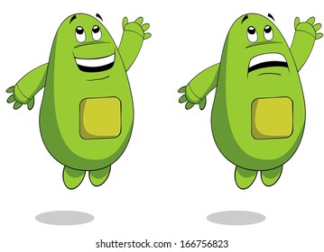Jumping or reaching figure happy and sad