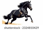 jumping red or black horse,white background ,vector art cartton, flat color --v 5 --ar 5:3 --s 750