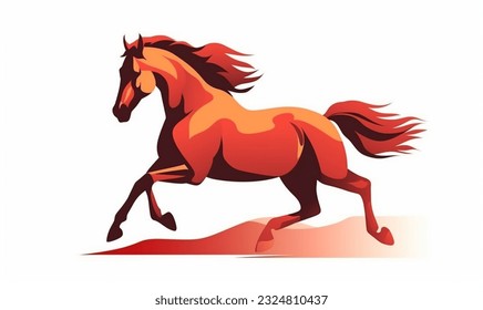 jumping red or black horse,white background ,vector art cartton, flat color --v 5 --ar 5:3 --s 750