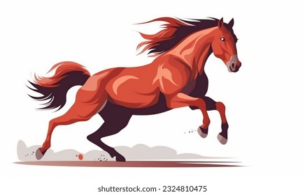 jumping red or black horse,white background ,vector art cartton, flat color --v 5 --ar 5:3 --s 750