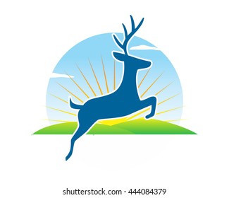 jumping reindeer deer elk stag image vector icon logo silhouette