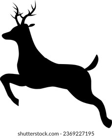 Vector de iconos de reno para eventos de invierno. Saltando silueta de reno en la temporada fría. Silueta de reno para ícono, símbolo, invierno o decoración navideña