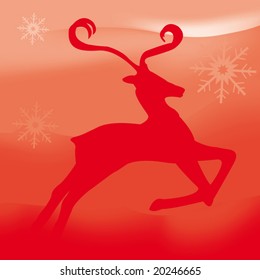 jumping Reindeer in the snow