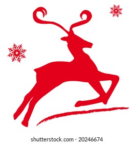 jumping Reindeer with snow elements