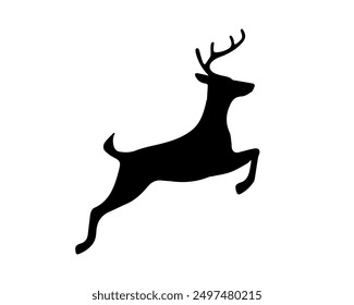 Jumping rendeer silhouette icon. Clipart image isolated on white background