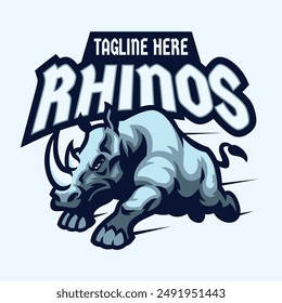 Jumping Rhino Sport Mascot Logo